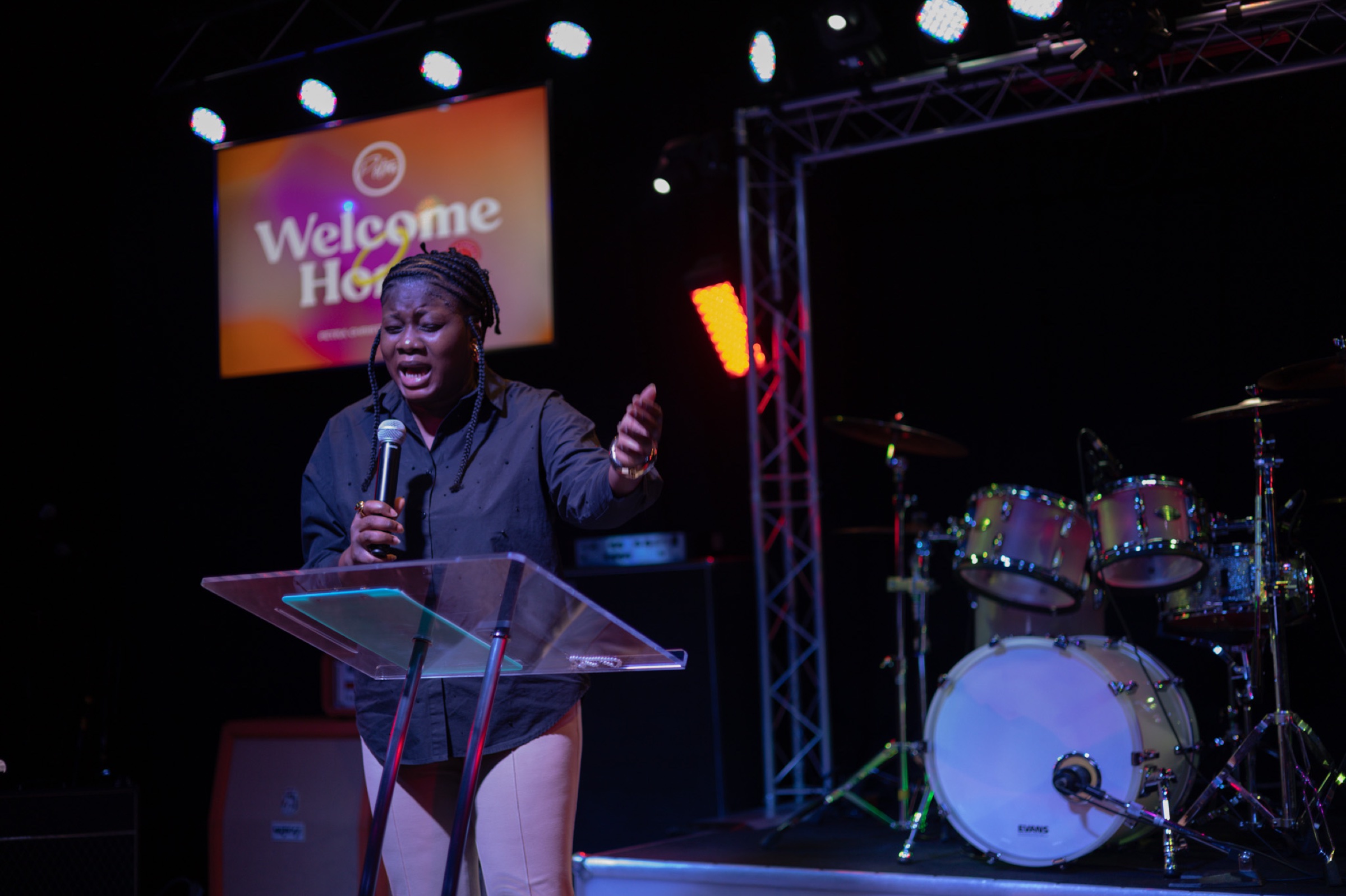 A sermon being preached at Petra Canada